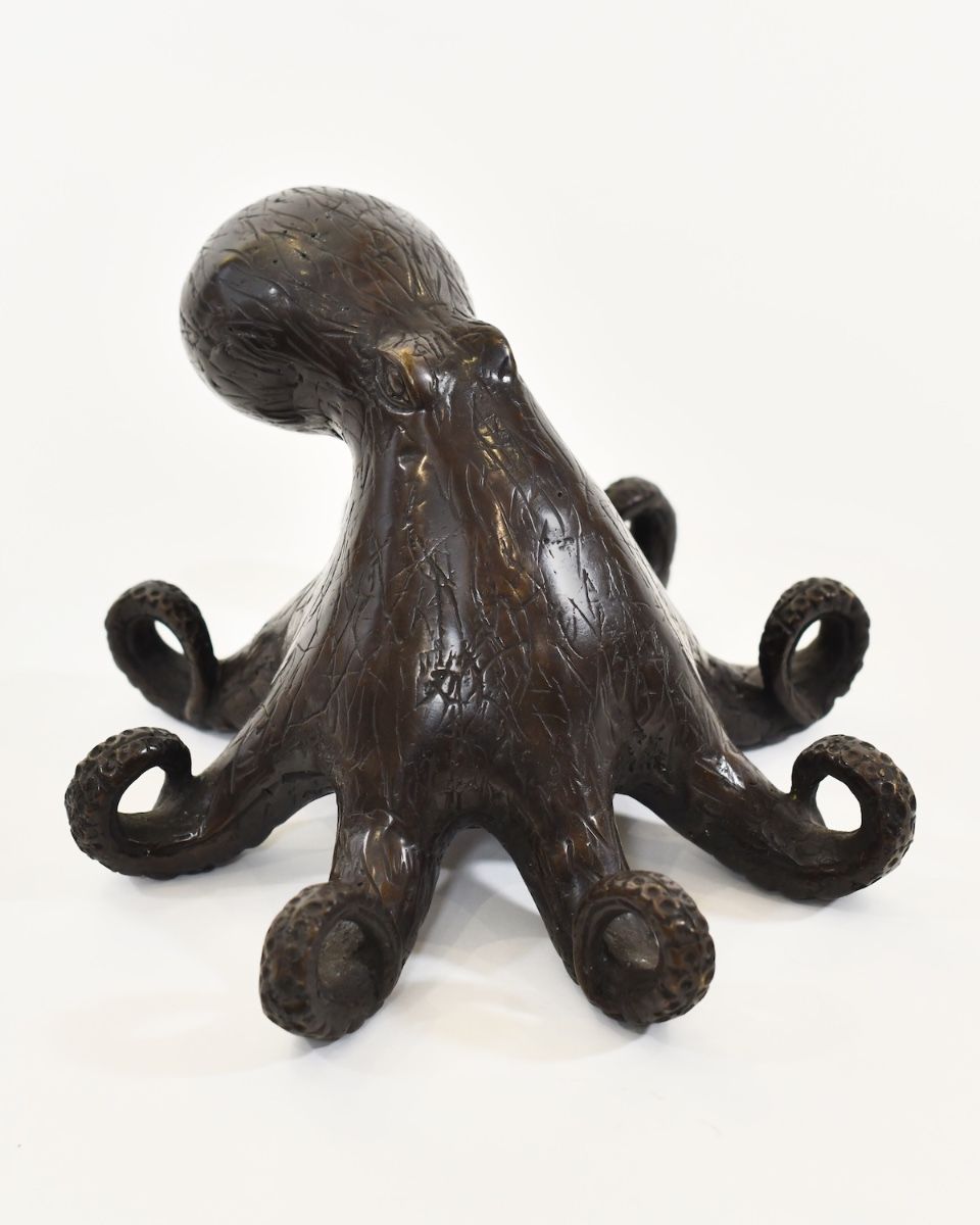 "Abyssal Sentinel" Octopus Sculpture in Cast Brass high angle view
