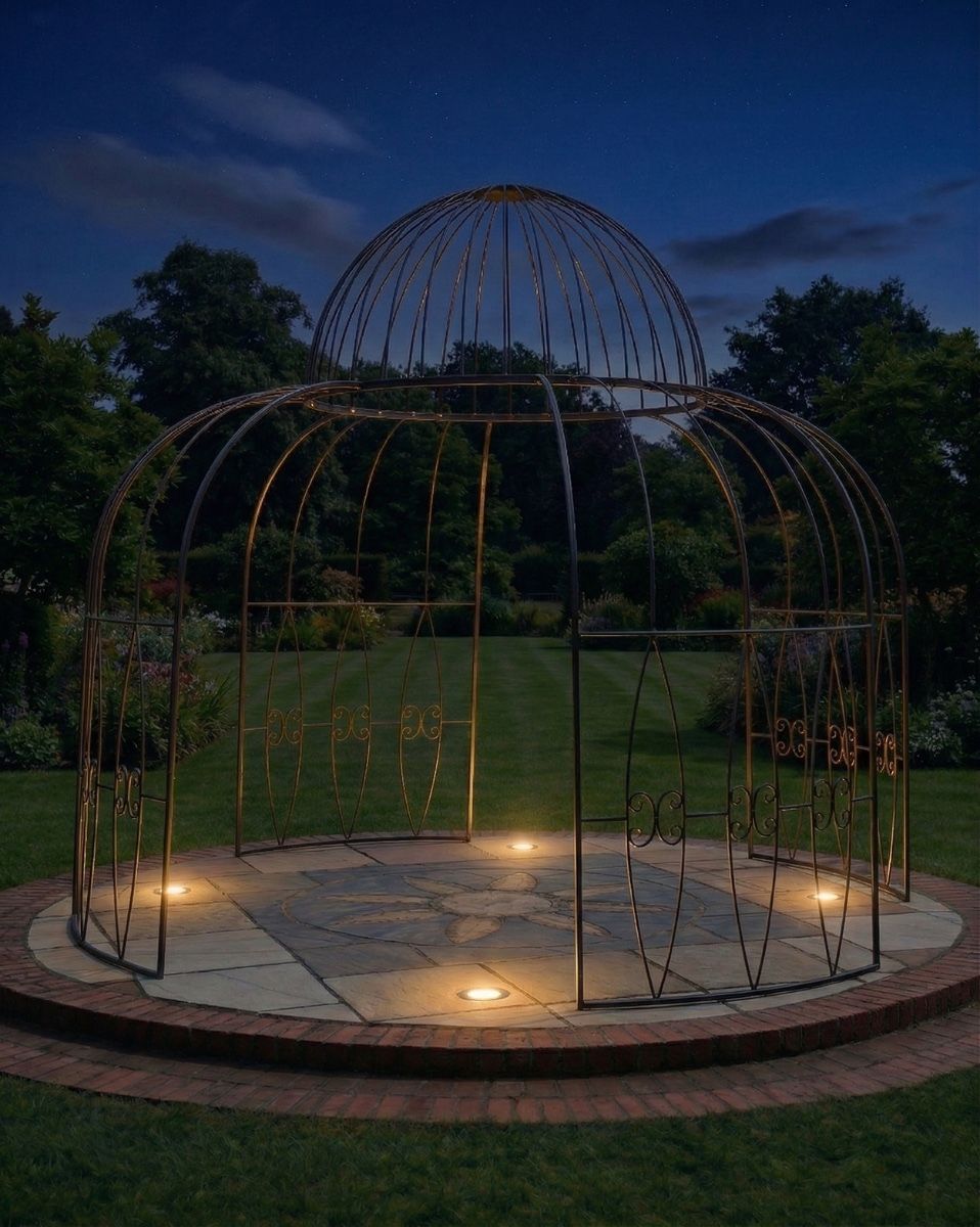 "Alice’s Folly" Black Gazebo ai at night