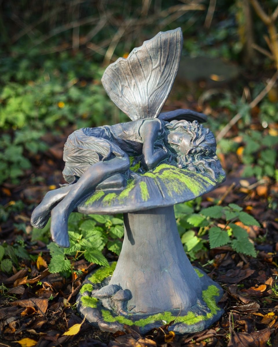 amanita the slumbering resin fairy garden sculpture main