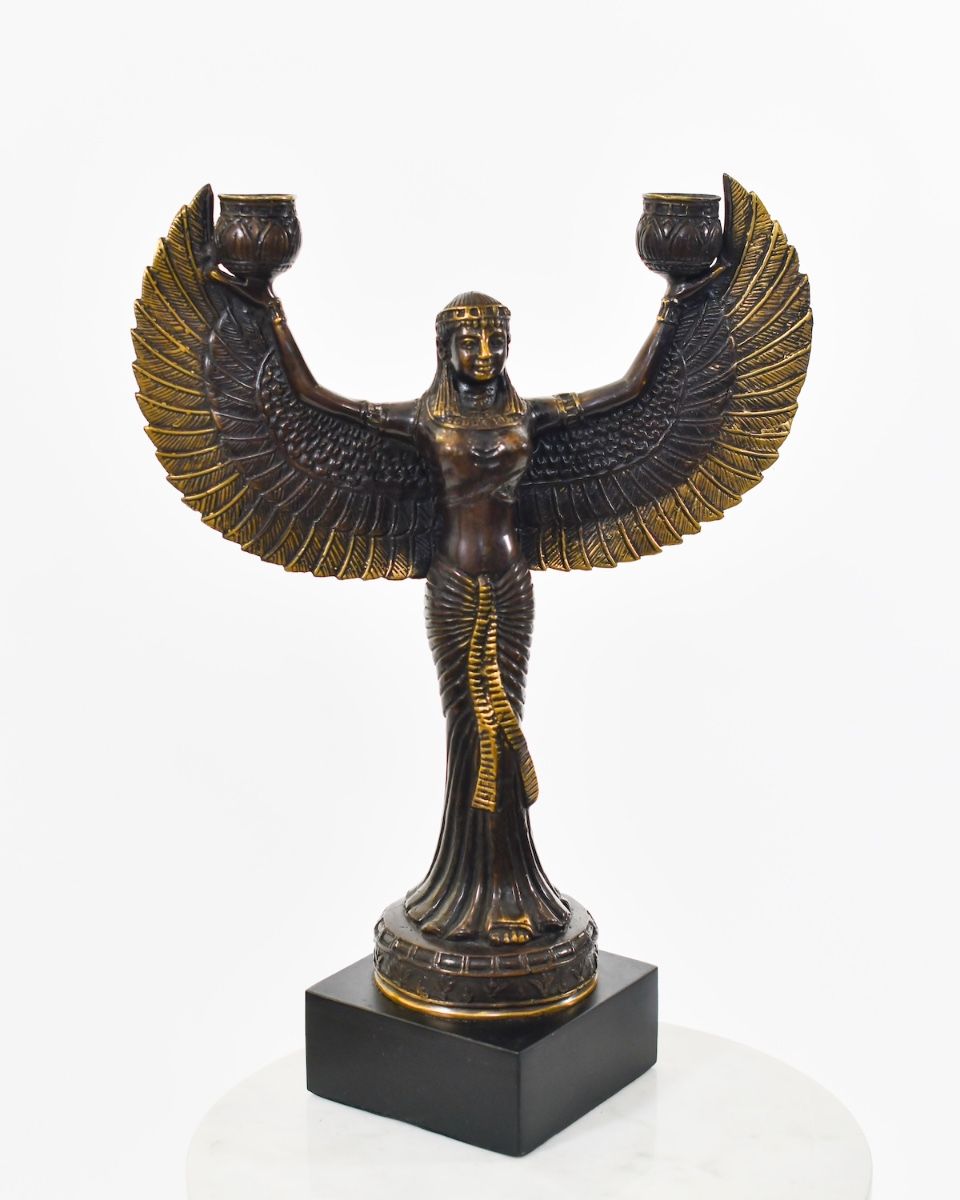 "Angelic Goddess" Cast Brass Candle Holder on its own