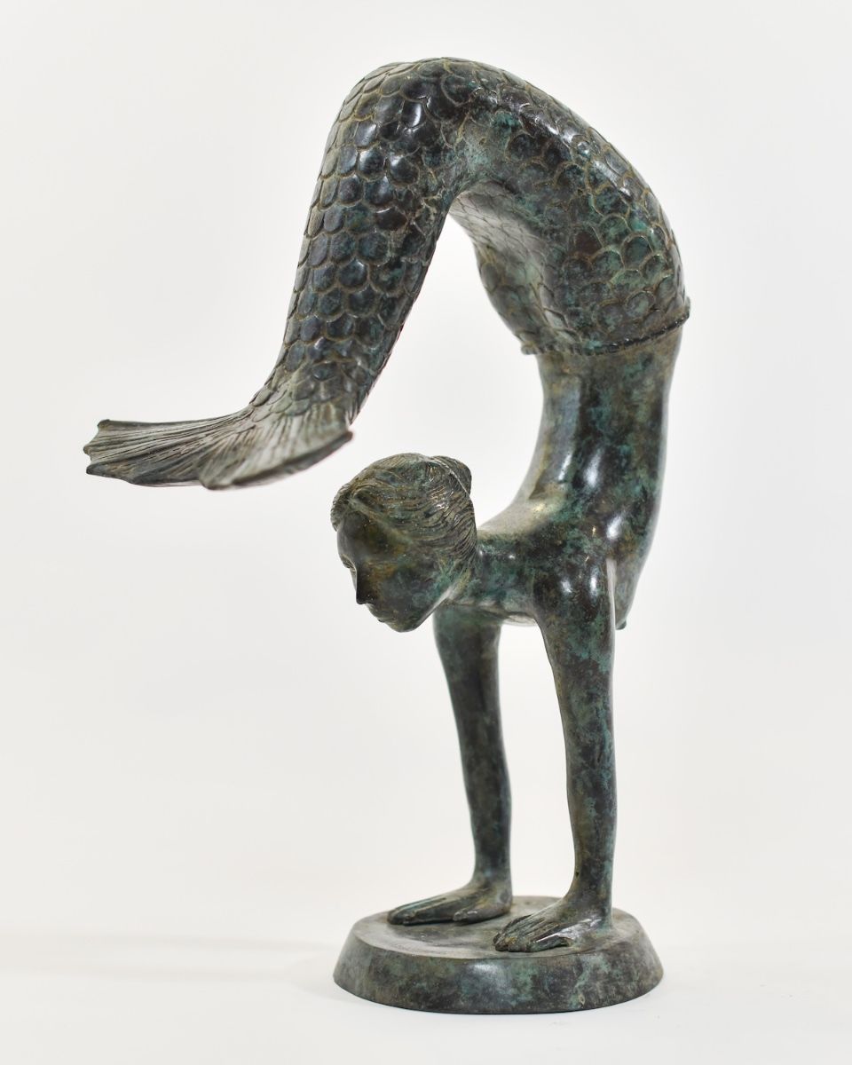 "Aquatic Acrobat" Cast Brass Mermaid Sculpture