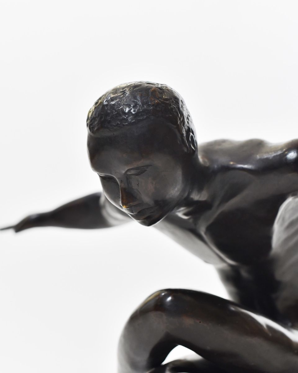‘Ascension’ Cast Brass Sculpture close up of face detailing