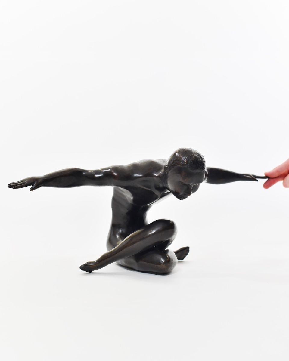 ‘Ascension’ Cast Brass Sculpture to scale with hand for reference