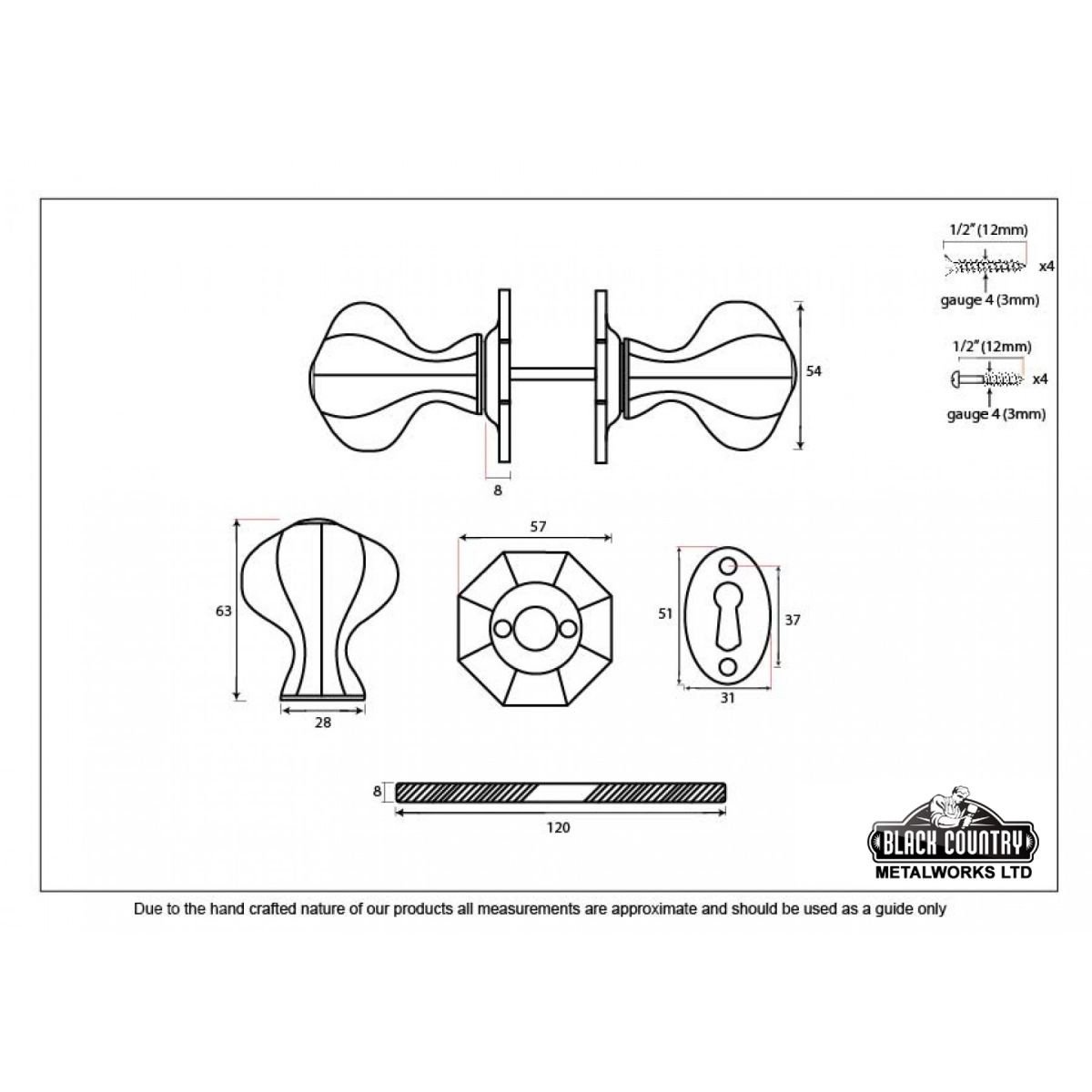 "Audley" Beeswax Octagonal Mortice or Rim Knob Set 