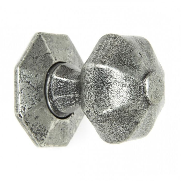 Audley Antique Pewter Octagonal Mortice or Rim Knob Set