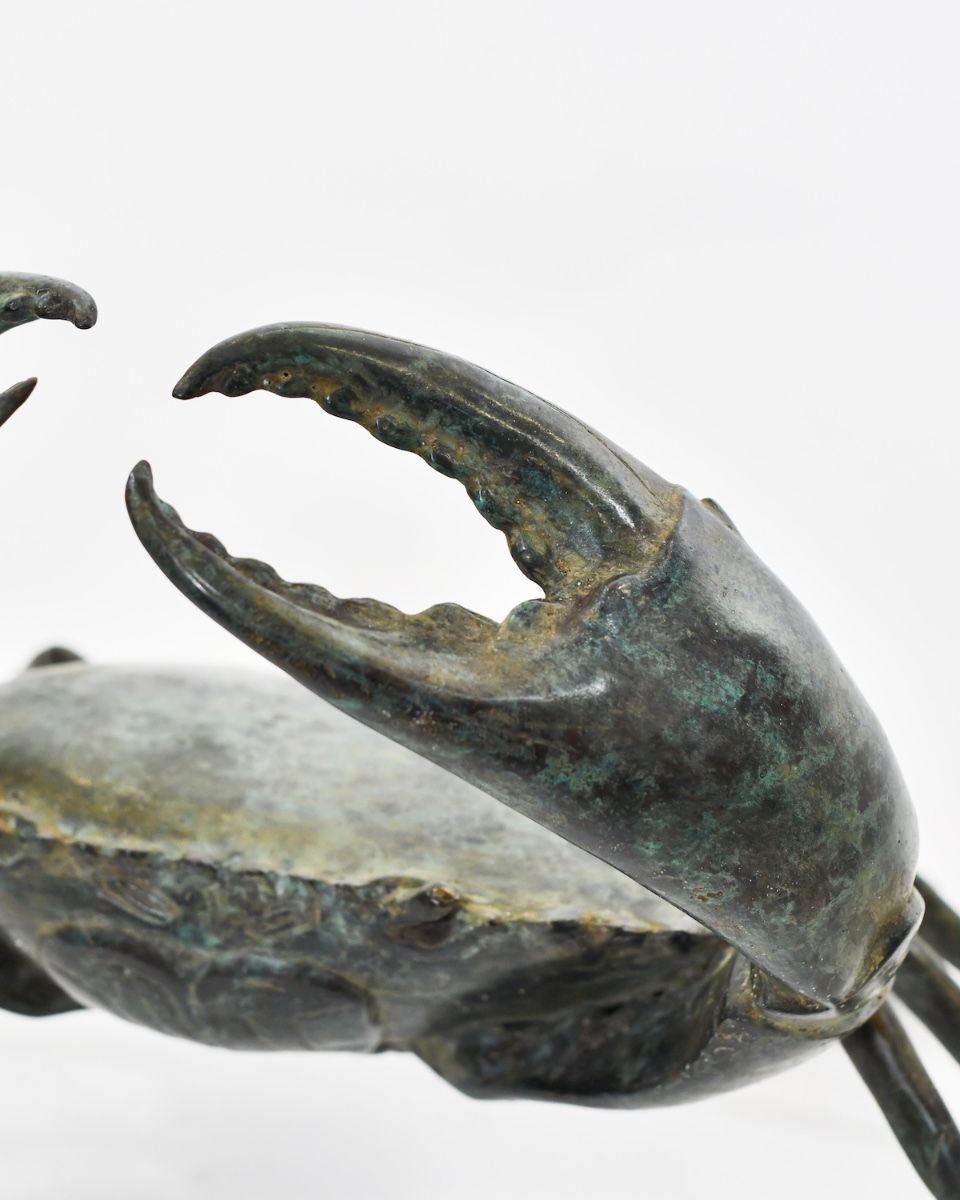 "Aurelian Aegis" Crab Sculpture in Cast Brass close up of claw