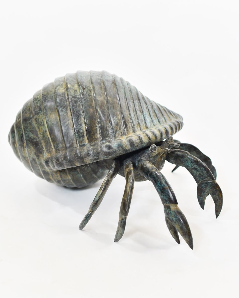 "Aurelian Nomad" Cast Brass Hermit Crab Ornament facing to the left