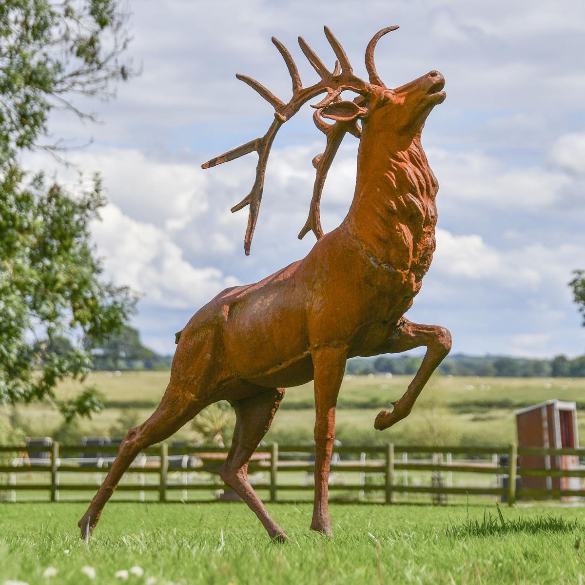 “Balfour Glen” Stag Cast Iron Garden Statue in Use in the garden