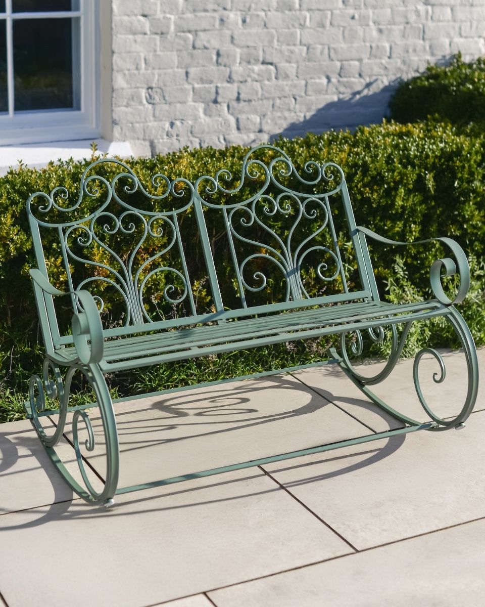 "Belvedere" Garden Rocking Bench Wrought Iron - Sage