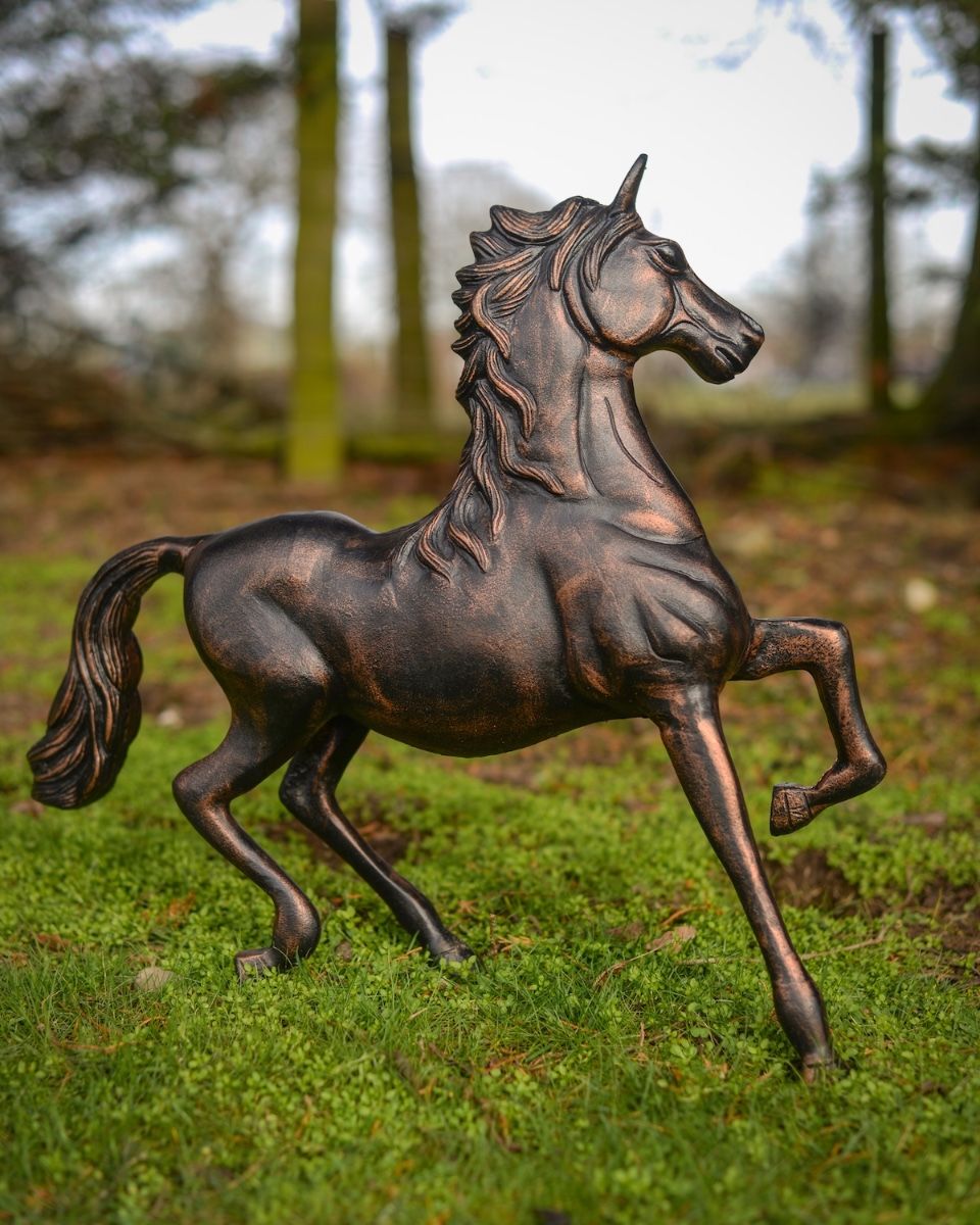 "Blaze" the Galloping Horse Cast Aluminium Garden Sculpture left side view
