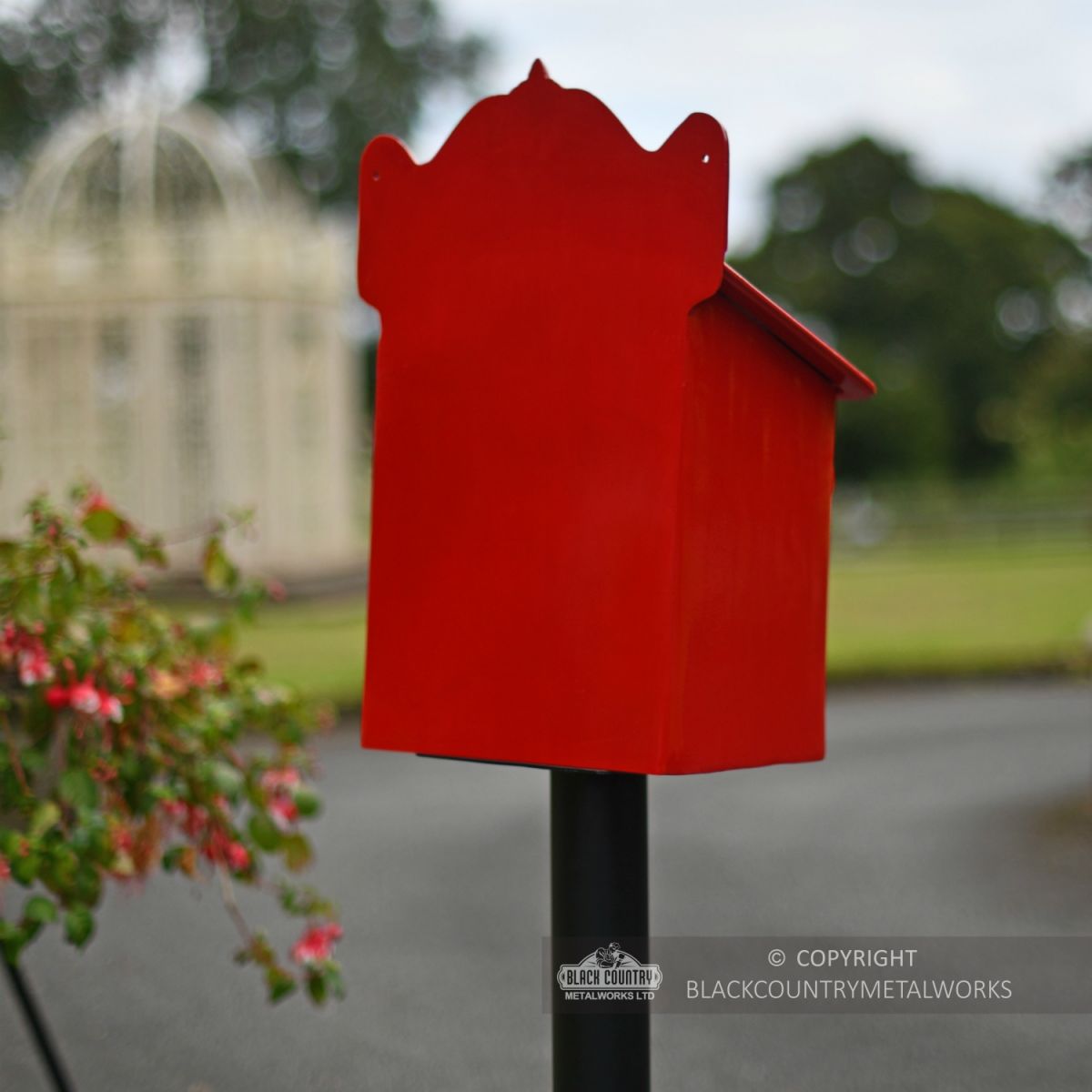 “Blushed Peony” Red Goldhay Post Box Rear