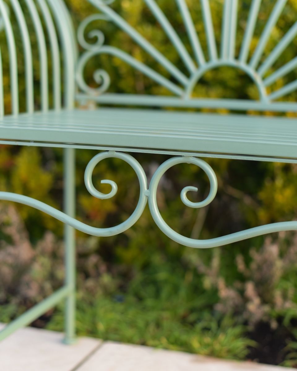 ‘Bordeaux" Wrought Iron Garden Chair - Sage front detailing close up