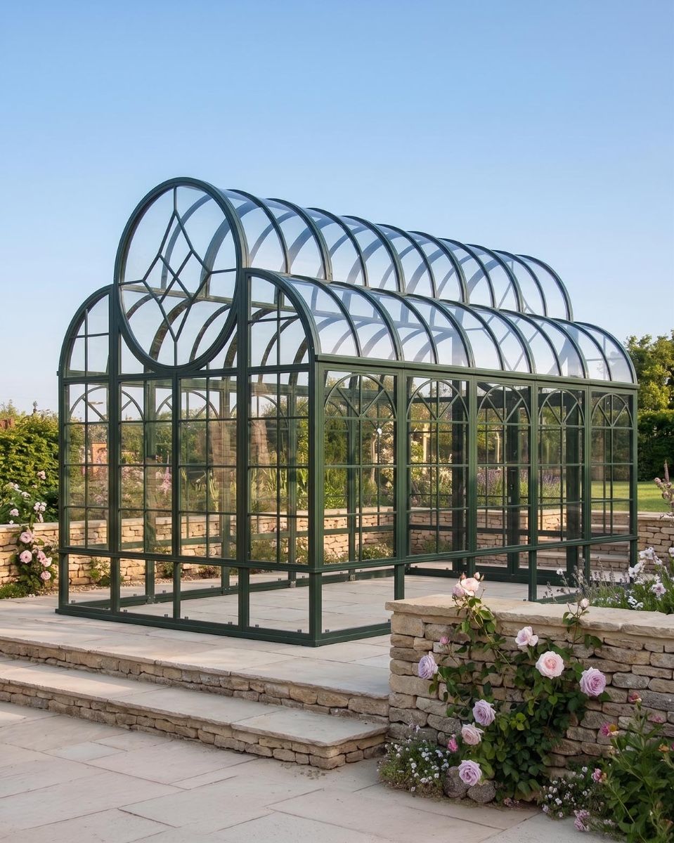 "Broagh Hall" Large Greenhouse Style Garden Gazebo Digital Illustration