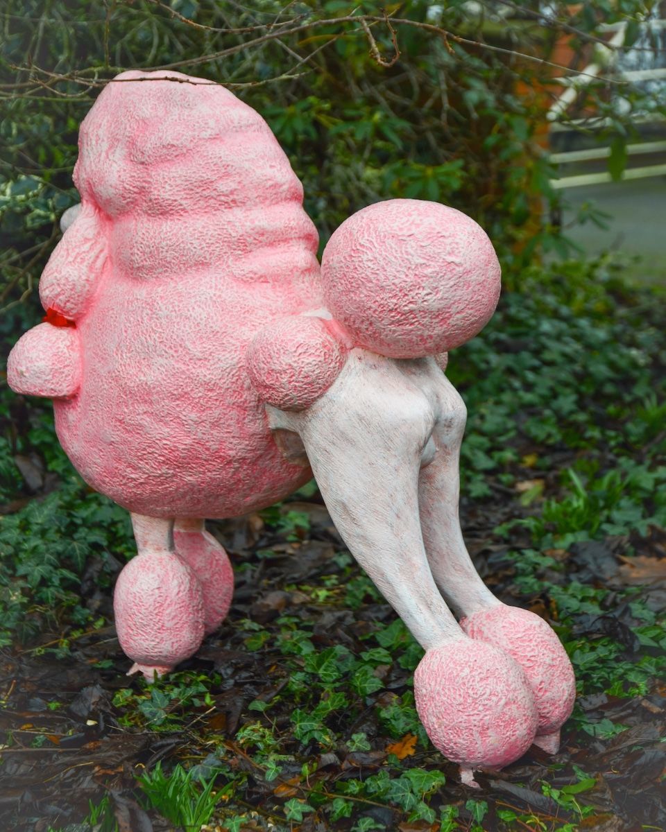 ‘Candyfloss’ the Poodle Fibreglass Garden Sculpture rear side