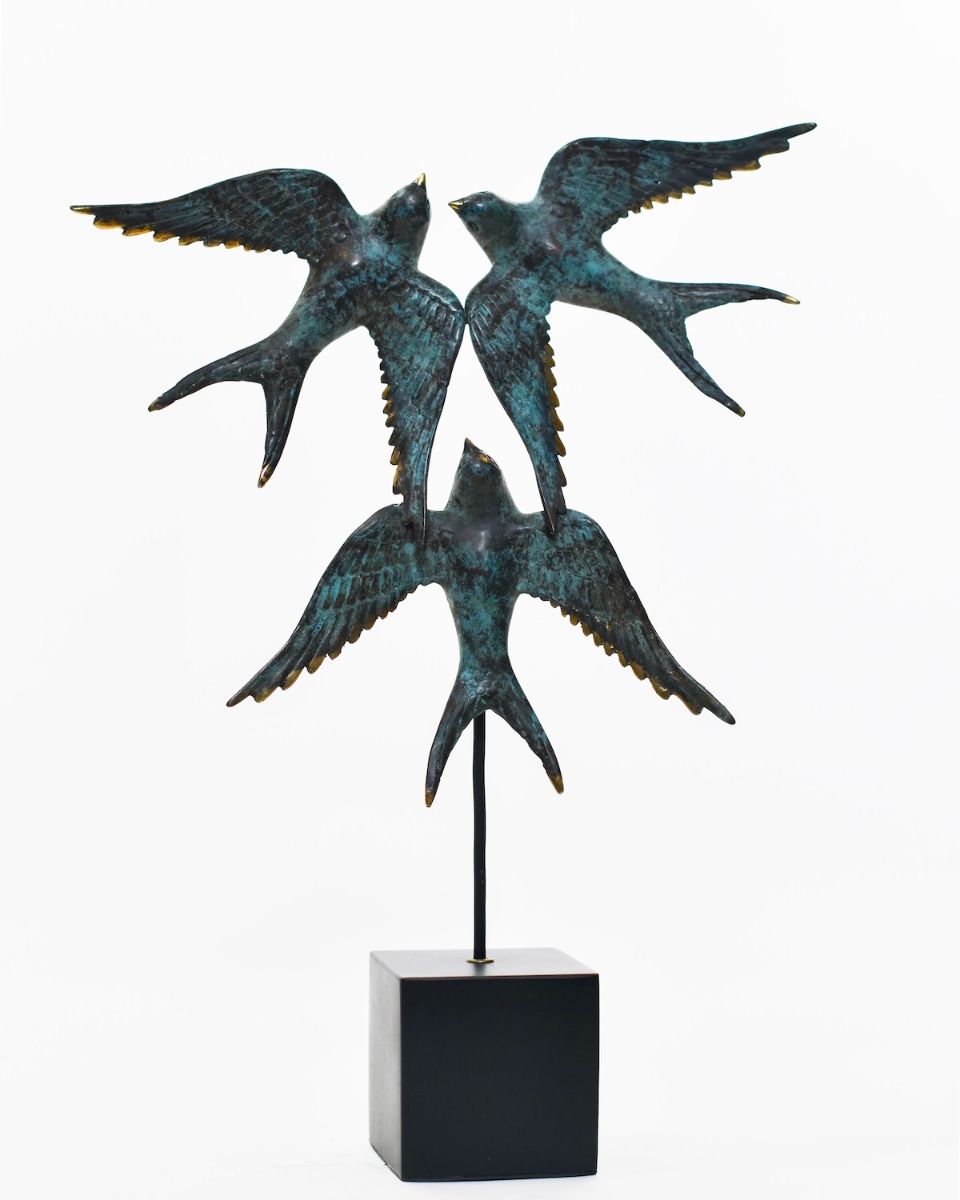 "Celestial Ascent" Cast Brass Sculpture front view