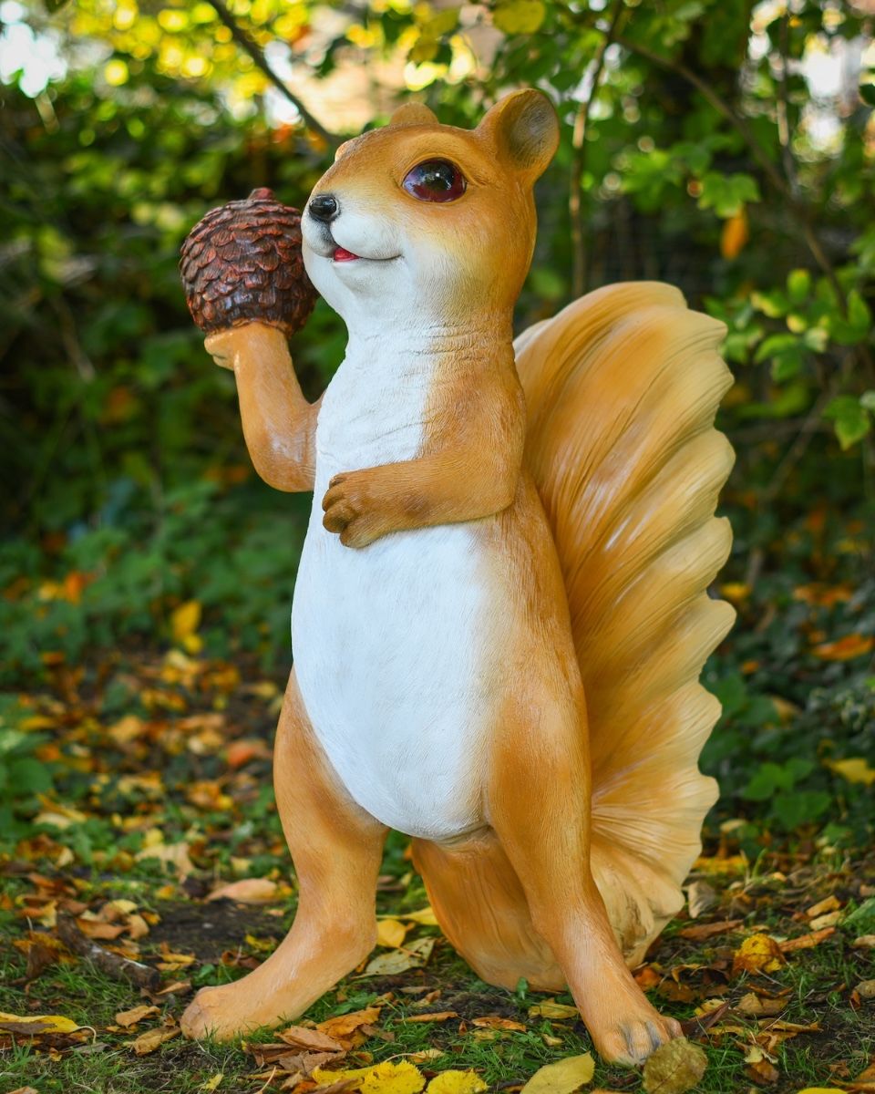 "Champ" the Handpainted Fibreglass Squirrel Garden Sculpture in situ image