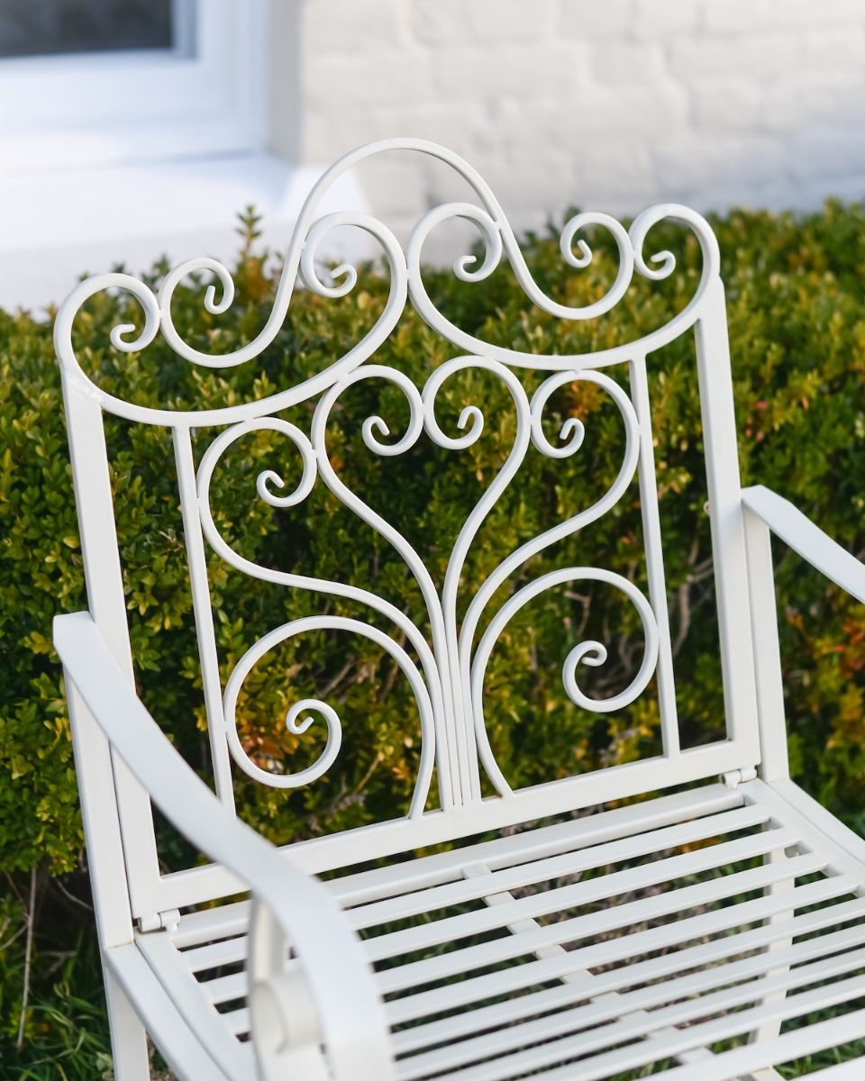 ‘Chateau’ Wrought Iron Garden Chair high angle view of back rest