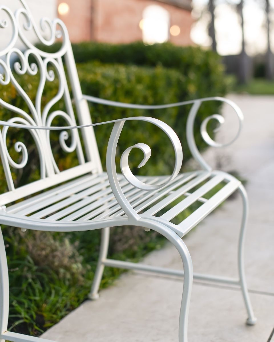 ‘Chateau’ Wrought Iron Garden Chair side view close up image of arm rest