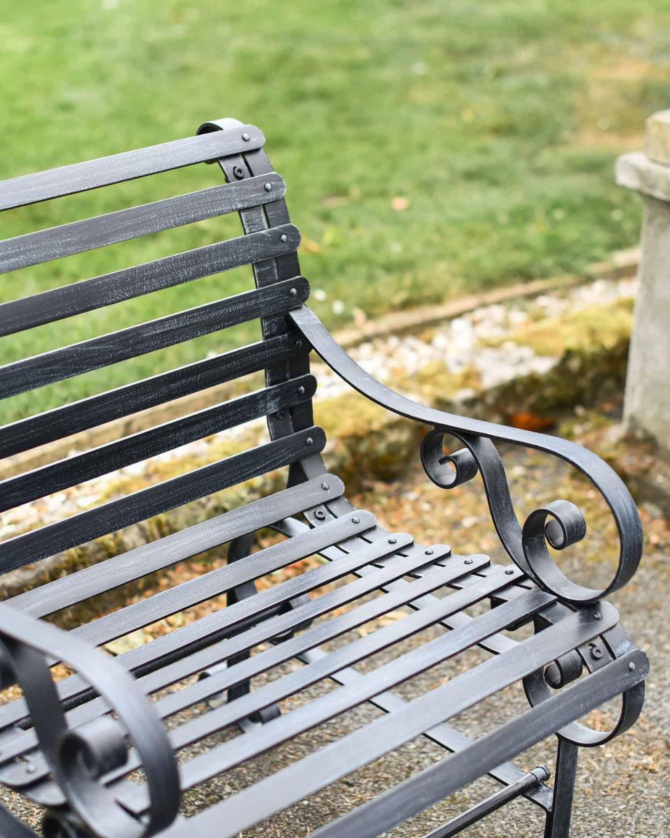Close-Up of Black “Chatham" One Seater Park Bench