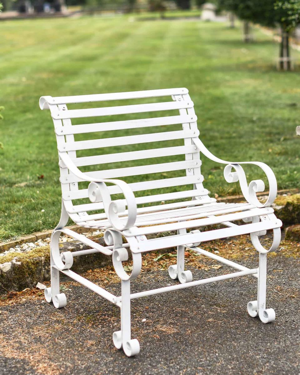 Cream “Chatham" One Seater Park Bench in Situ