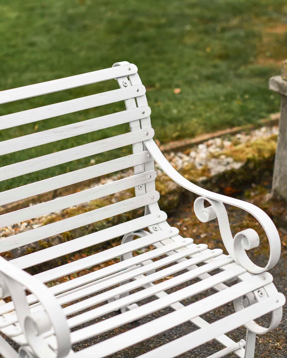 Close-Up of Cream “Chatham" One Seater Park Bench