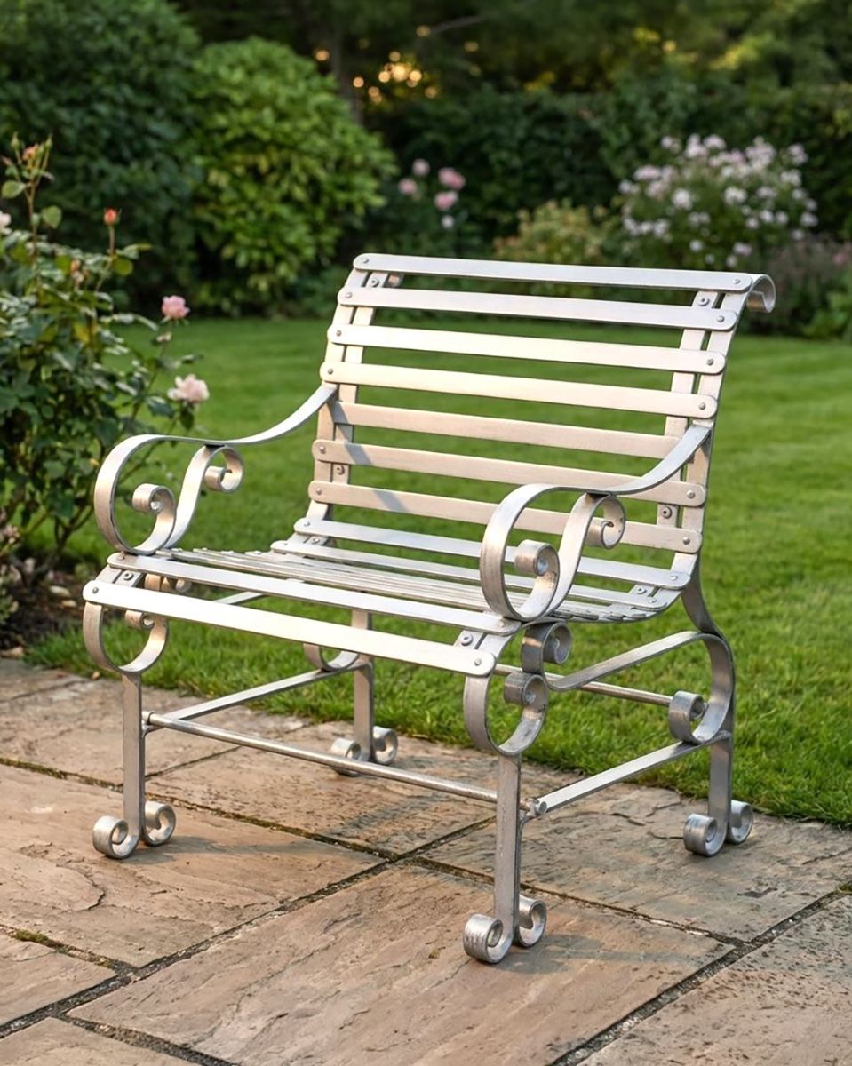 “Chatham" One Seater Park Bench - Grey ai illustration