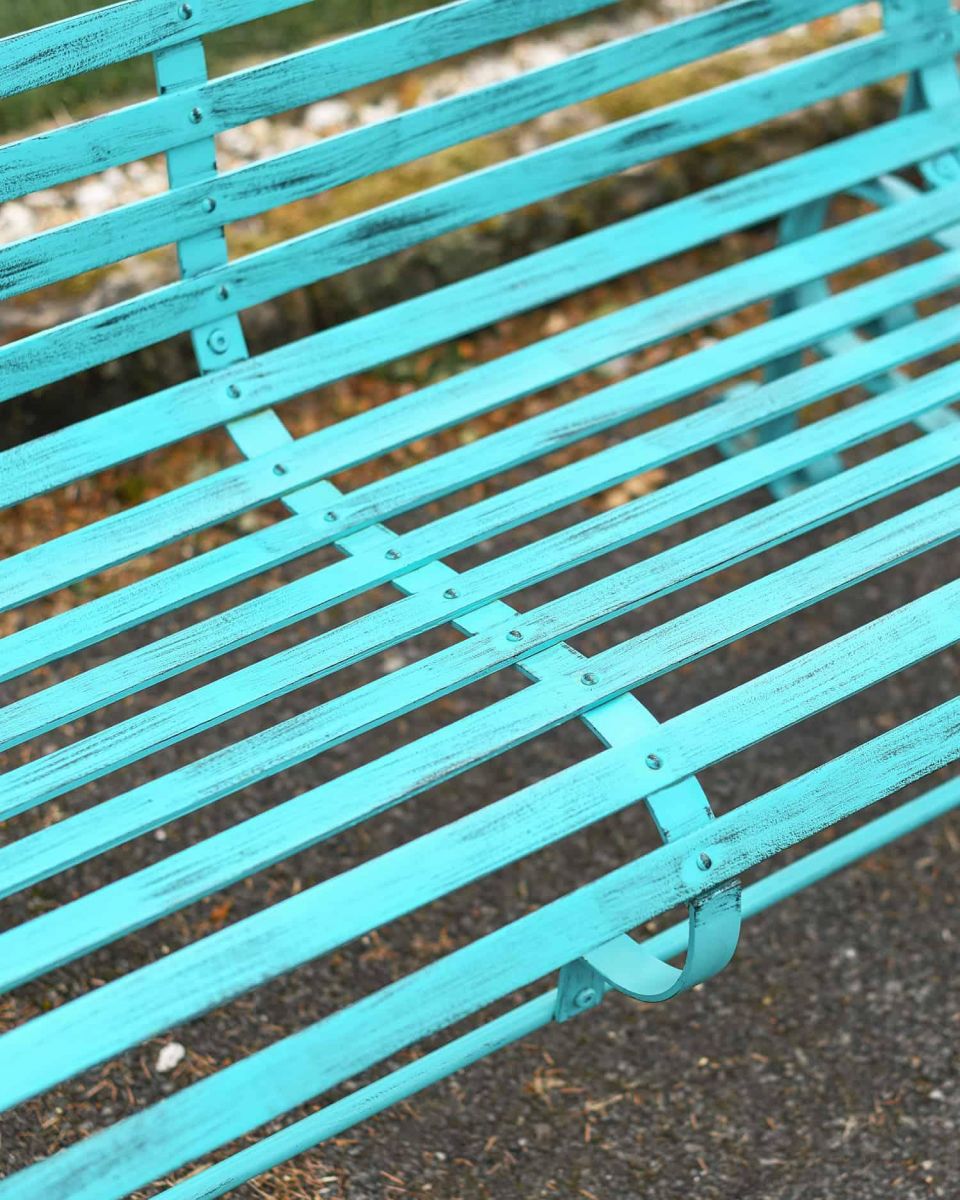 Close-Up of Wrought Iron Structure in Green Finish