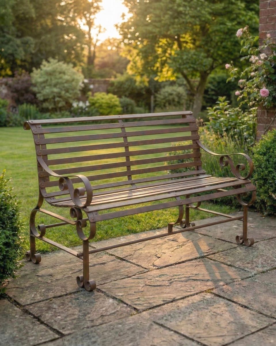 "Chatham" Two Seater Garden Bench - Rustic ai illustration 