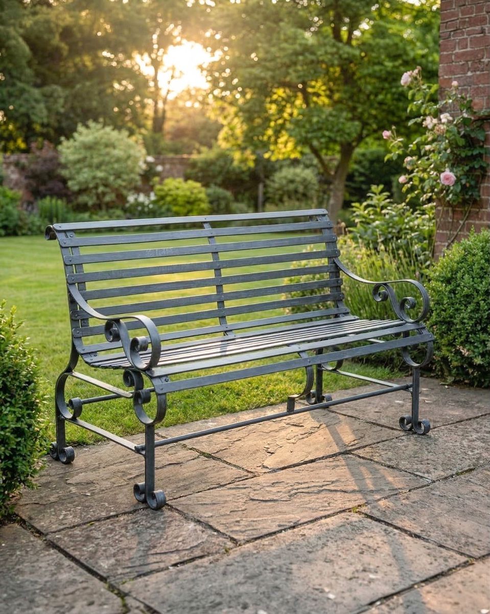 "Chatham" Two Seater Park Bench - Black ai illustration