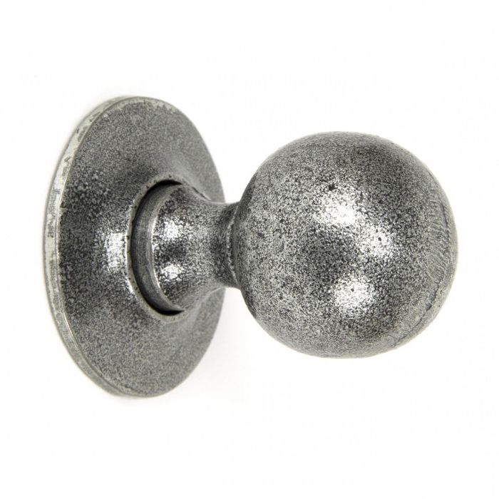 "Clarendon" Pewter Ball Mortice or Rim Knob Set with Escutcheons 
