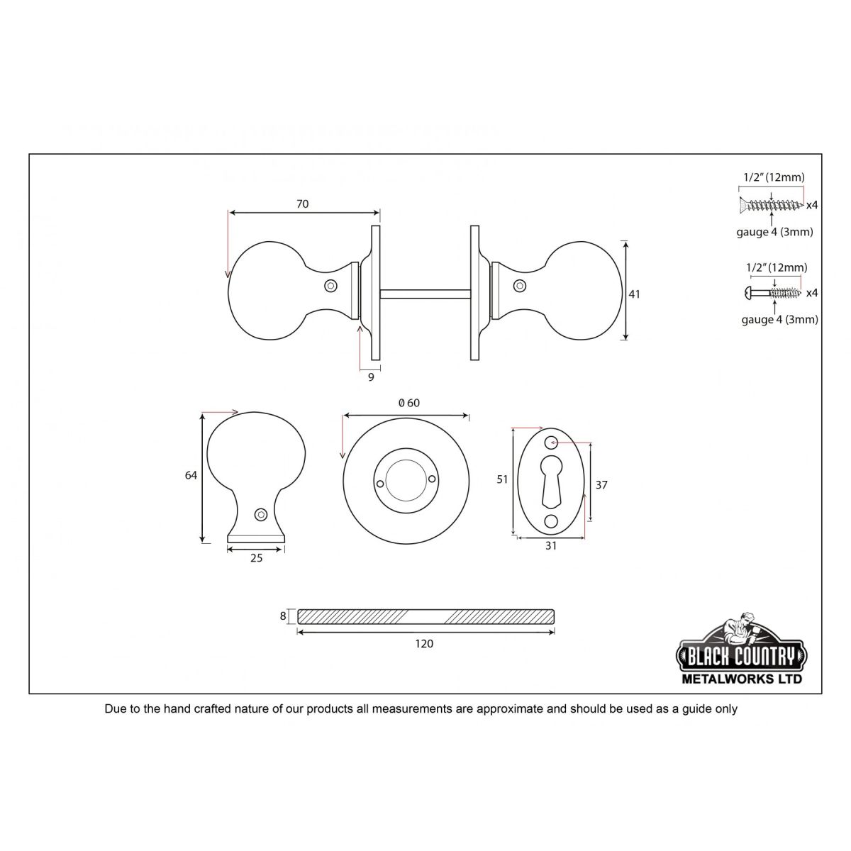 "Clarendon" Pewter Ball Mortice or Rim Knob Set with Escutcheons 