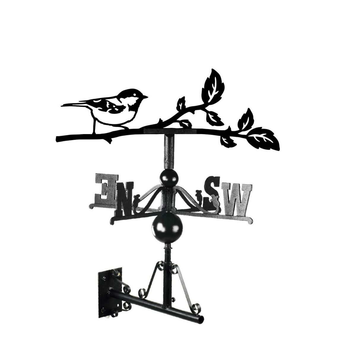 Coal tit weathervane on a white background
