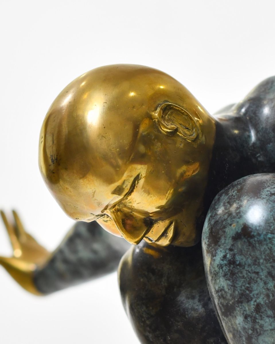 "Continuum" Cast Brass Home Sculpture close up of facial expression