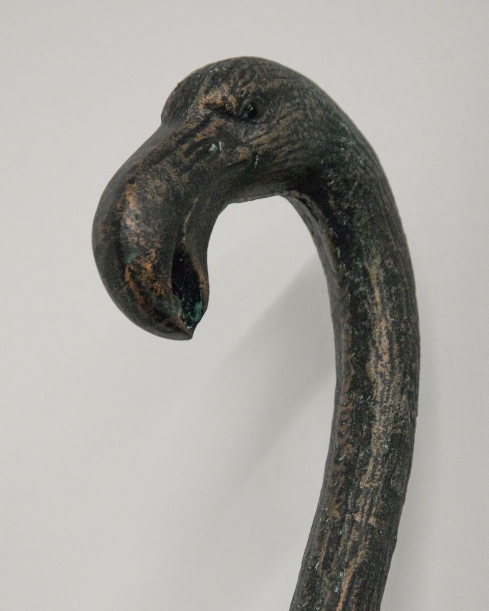 "Coral" Flamingo Wall Art in Cast aluminium - Verdigris close up of head