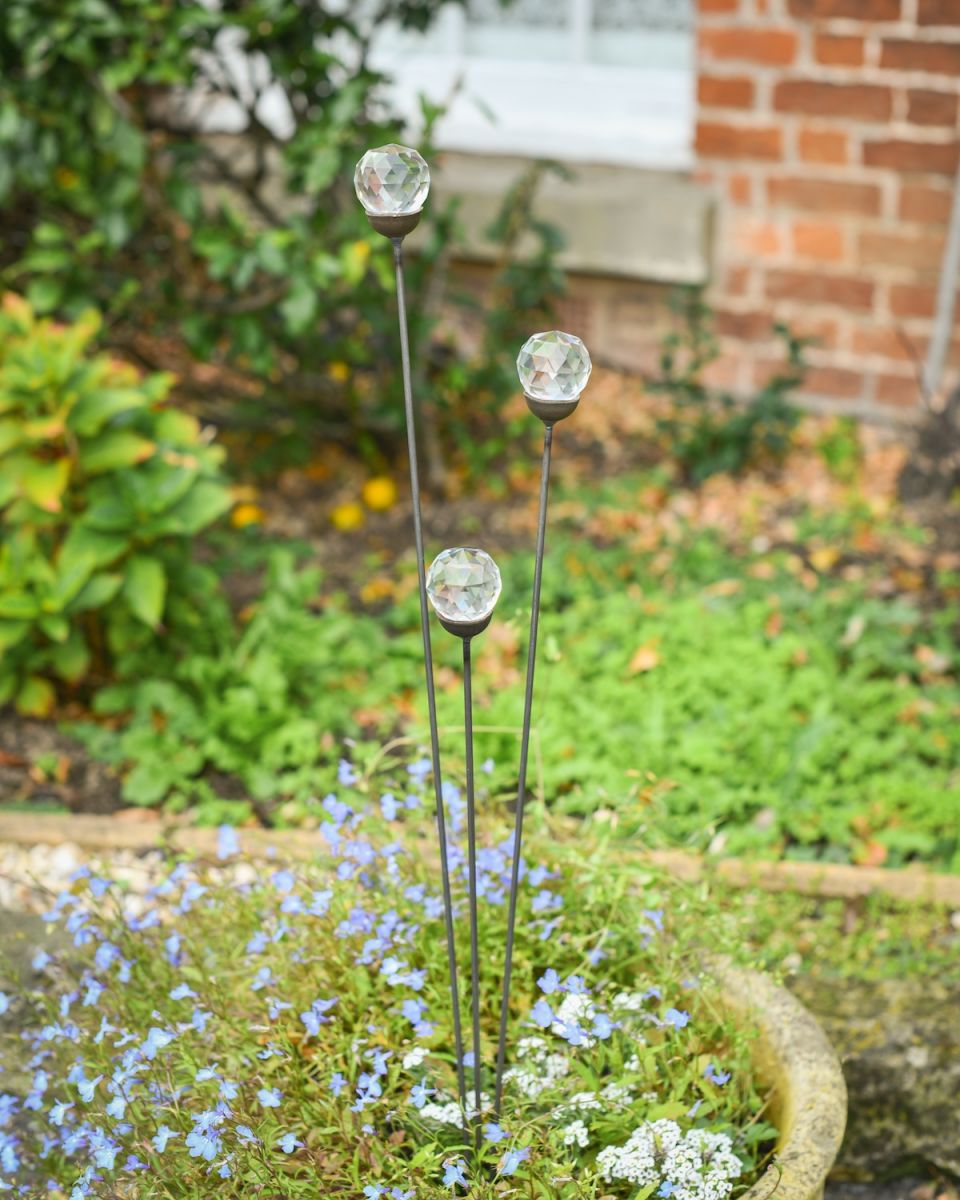 "Crystal" Triple Suncatcher Garden Stake