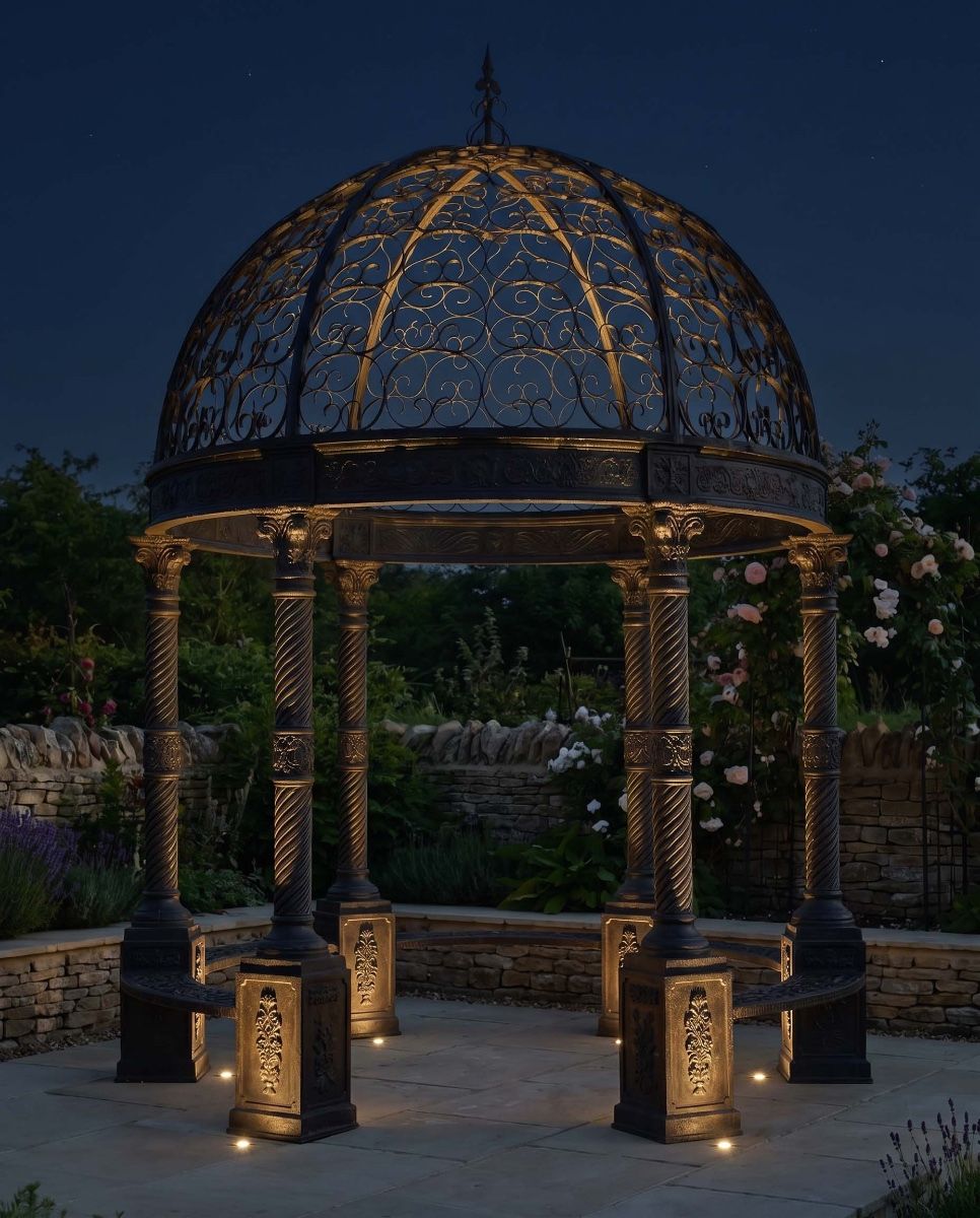 "Deluxe Calistas Acropolis" Cast Iron Gazebo Digital Illustration At Night