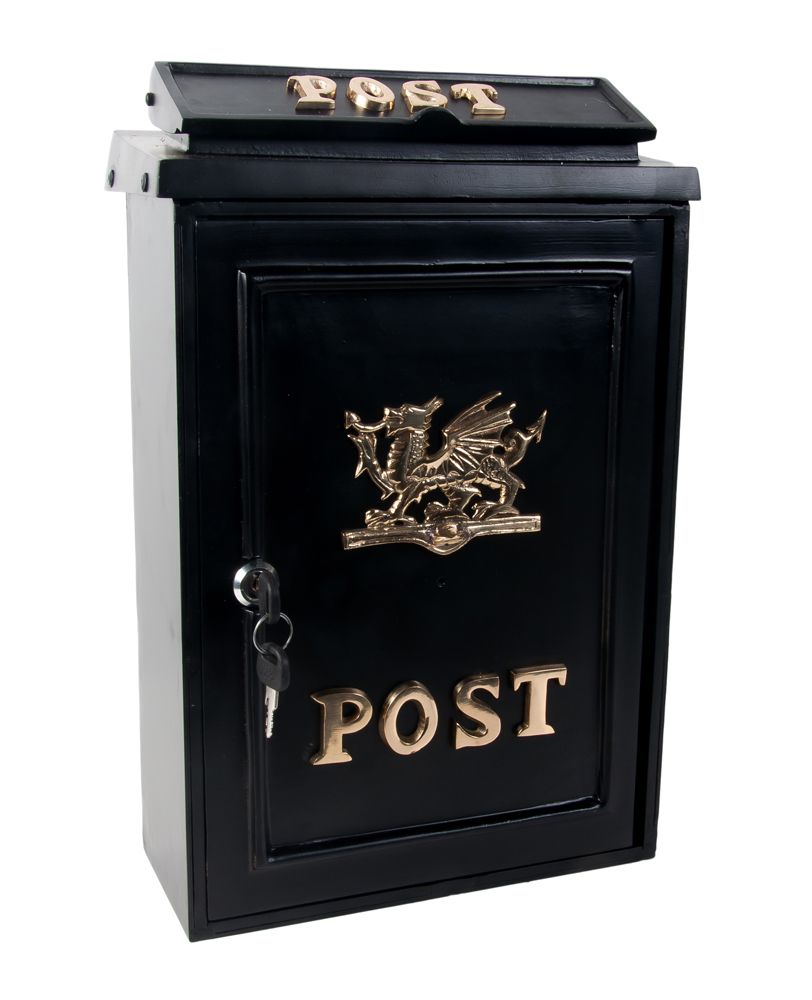 Lockable Door on the Front of the Deluxe Polished Brass “Draig- Welsh Dragon" Wall Mounted Post Box