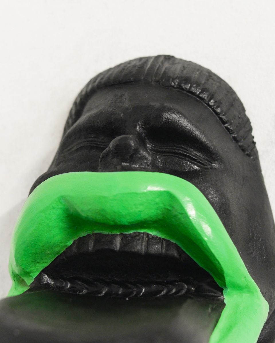 "Echo" Cast Aluminium Modern Wall Art close up of face