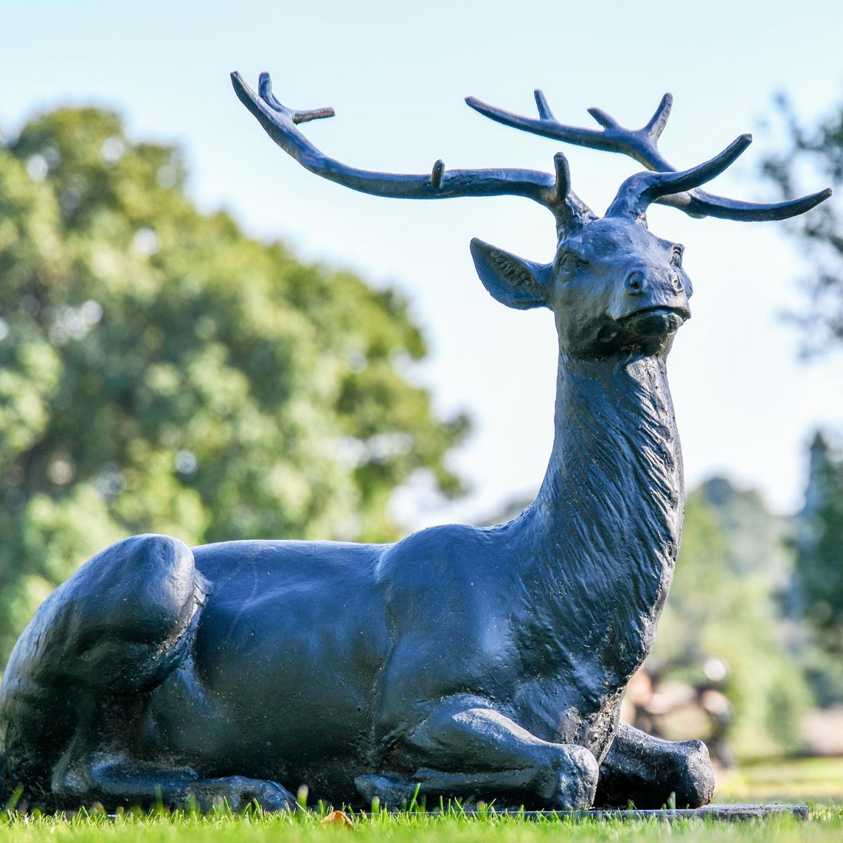“Elkin” Rustic Black Cast Iron Stag Sculpture Finished in Black