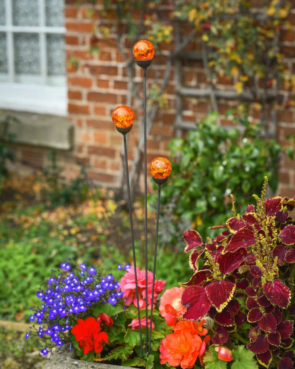 "Ember" Triple Suncatcher Garden Stake