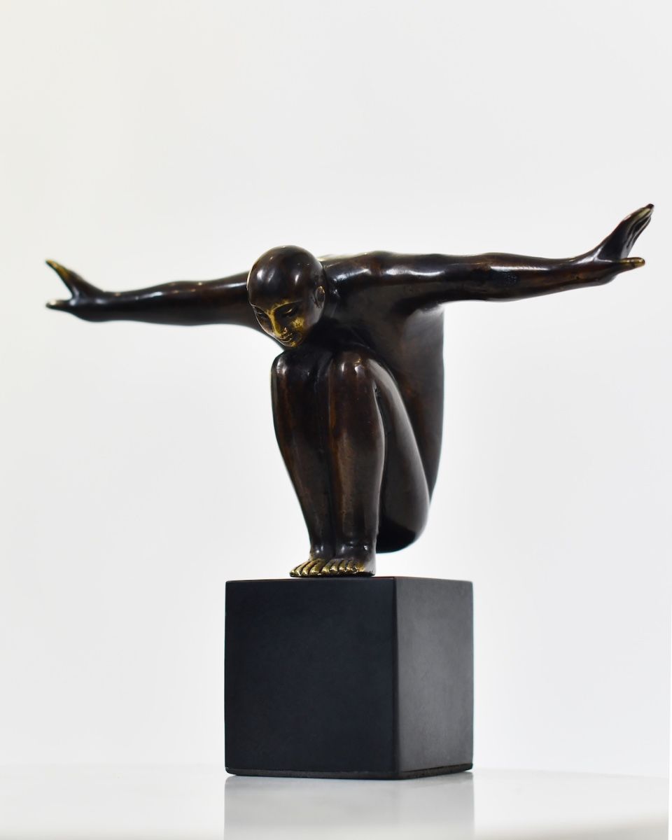 "Equilibrium" Cast Brass Interior Sculpture facing right