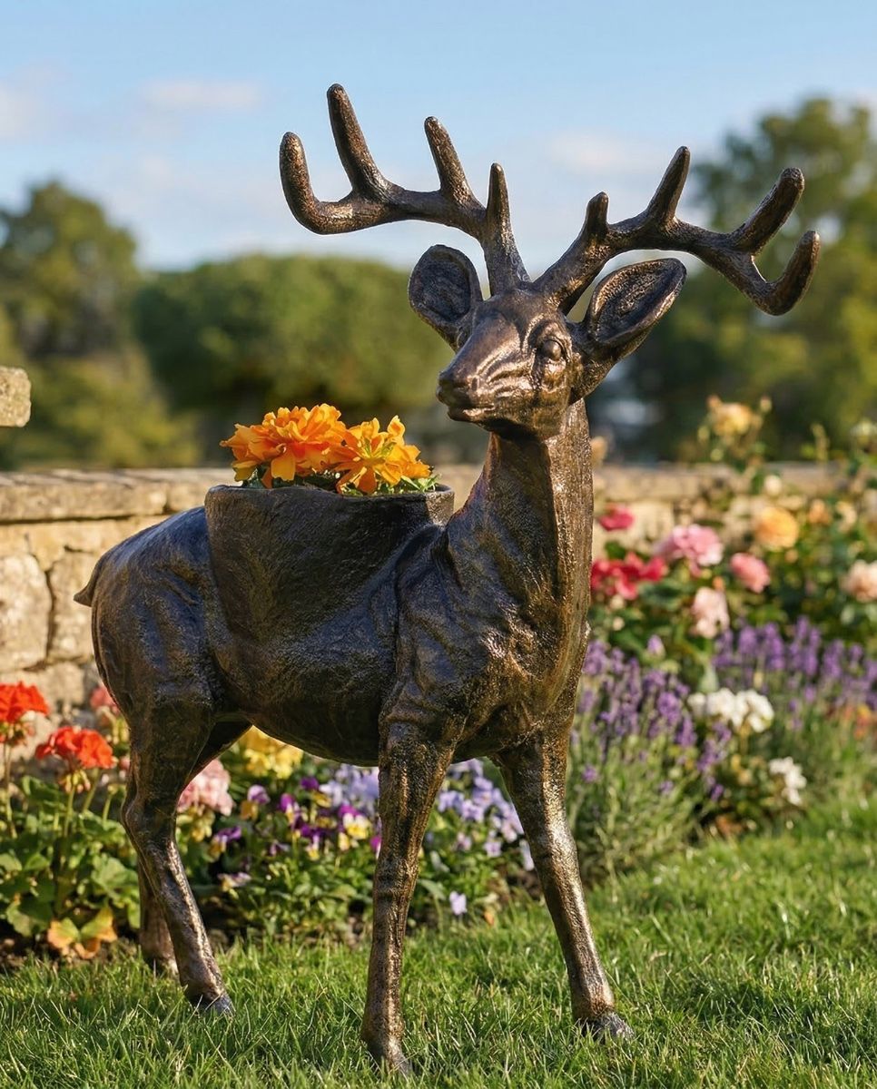 "Ezra" Stag Garden Sculpture and Planter digital illustration