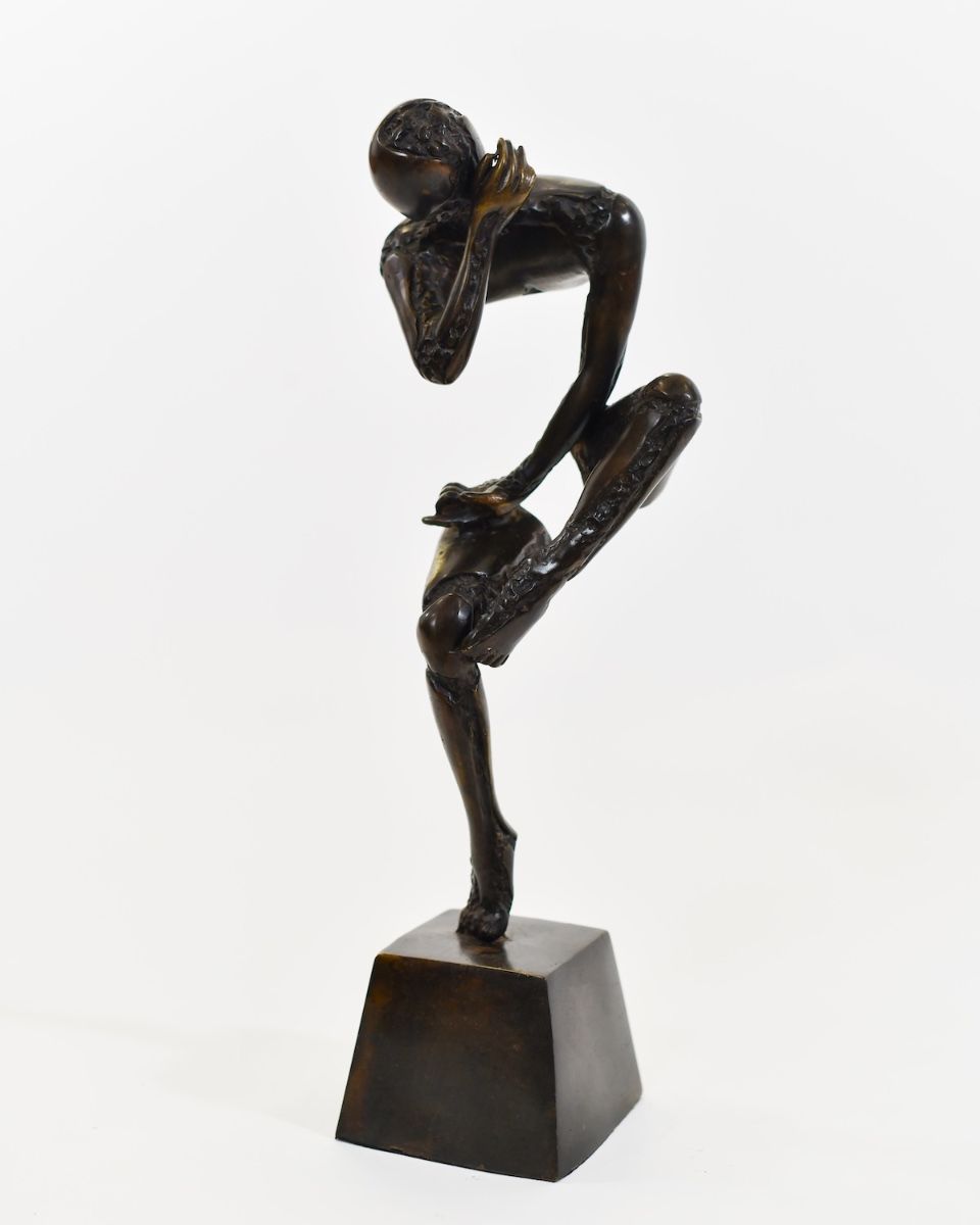 "Fractured Humanity" Cast Brass Sculpture facing right