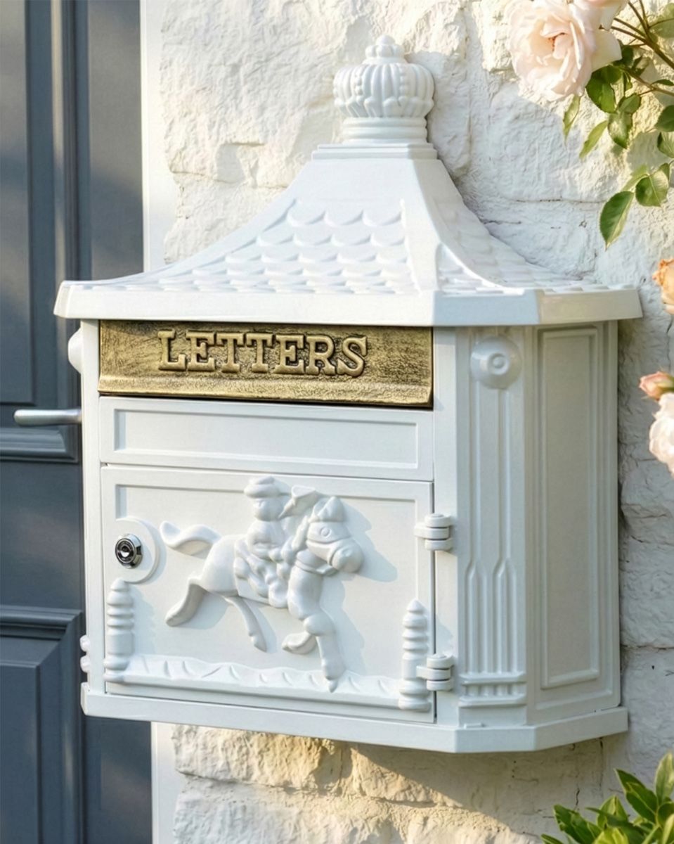 “Frostine" White Huntington Wall Mounted Post Box digital illustration