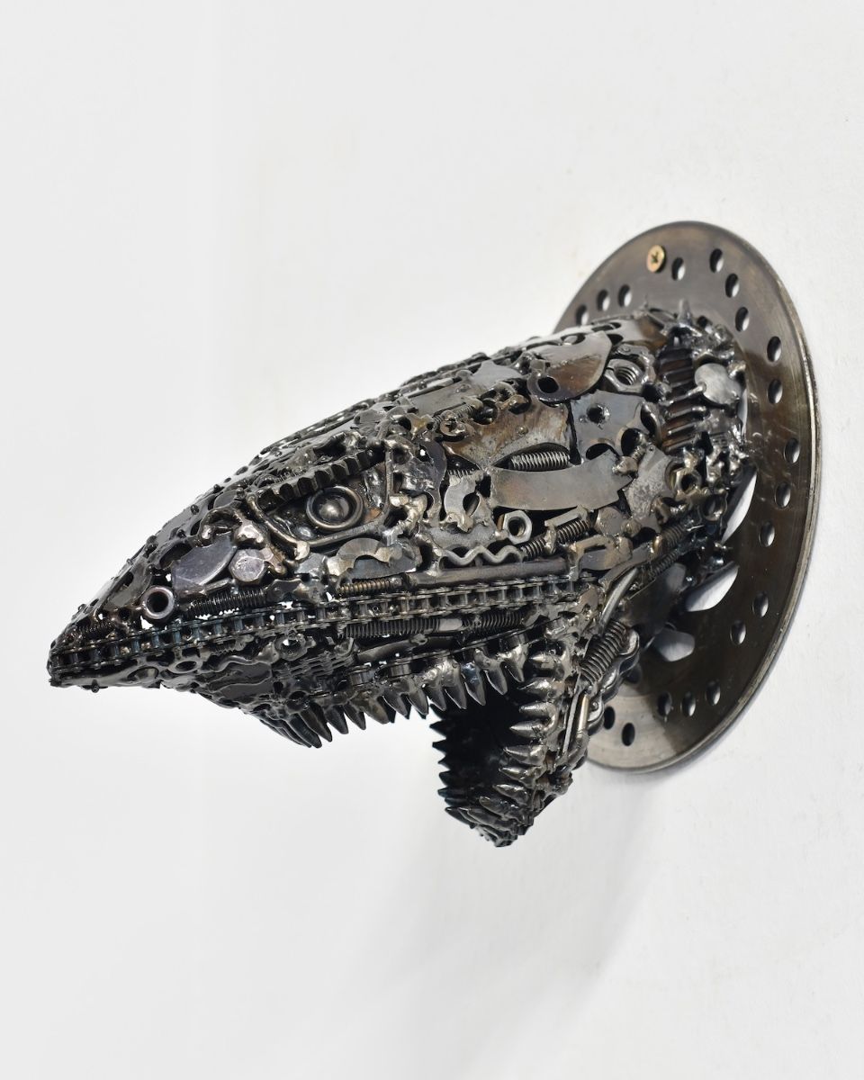 ‘Gears of the Deep" Upcycled Metal Wall Mounted Shark Bust main image