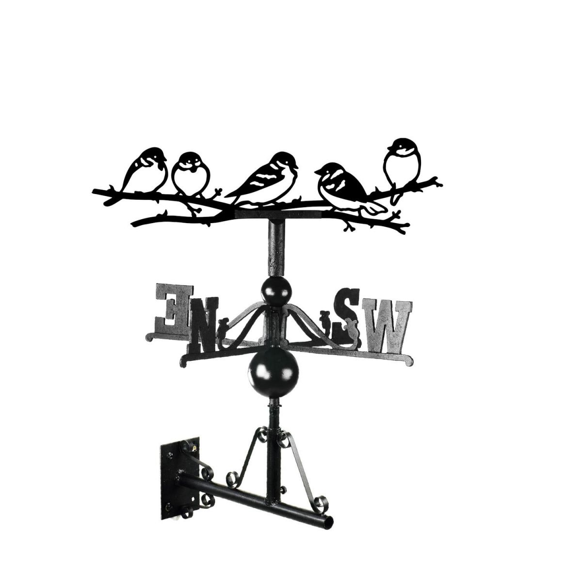 Group of sparrows weathervane on a white background