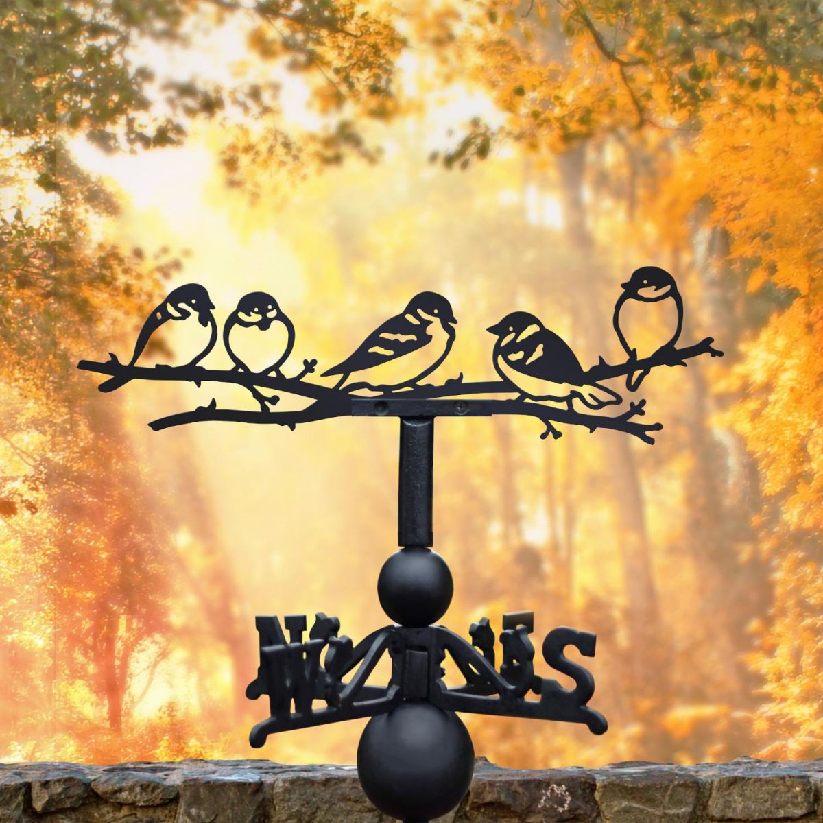 Group of sparrows weathervane in autumn 
