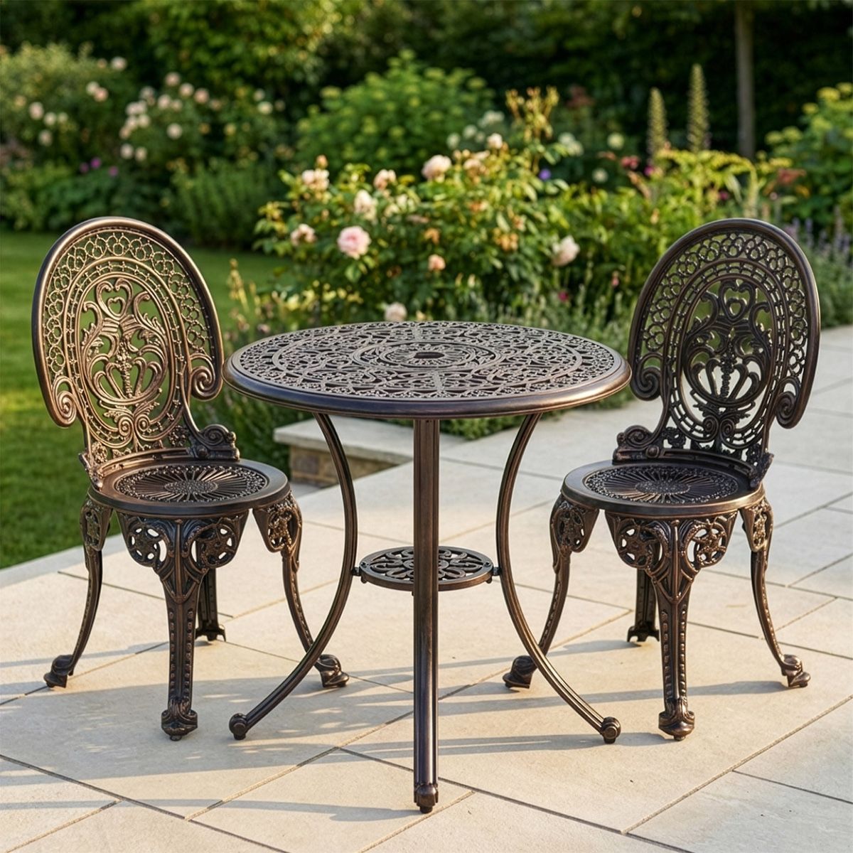 "Hamptons" Copper Two Seater Garden Table & Chair Set digital illustration