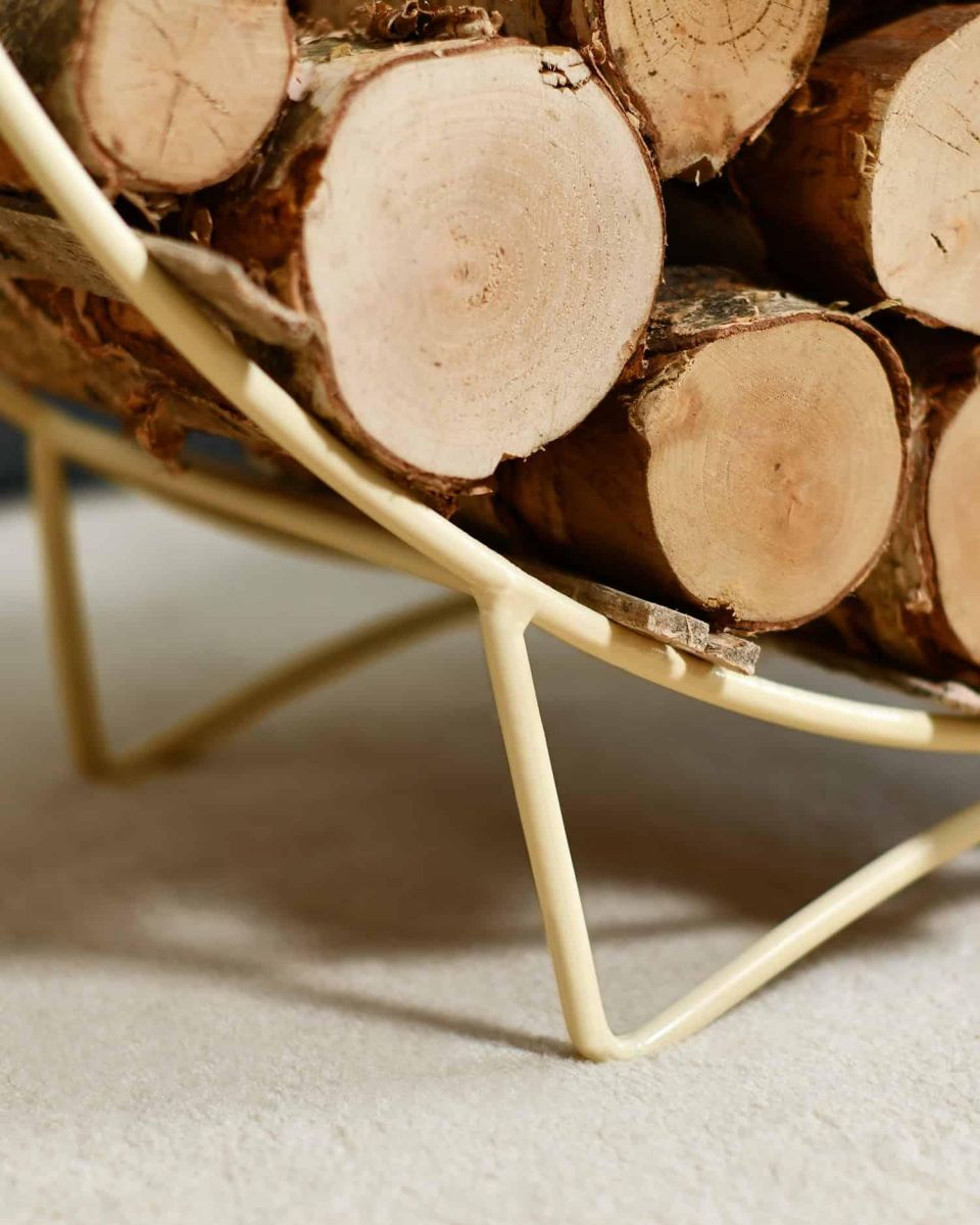 Close-Up of Feet for “Harewood Park” Cream Contemporary Log Rack & Holder
