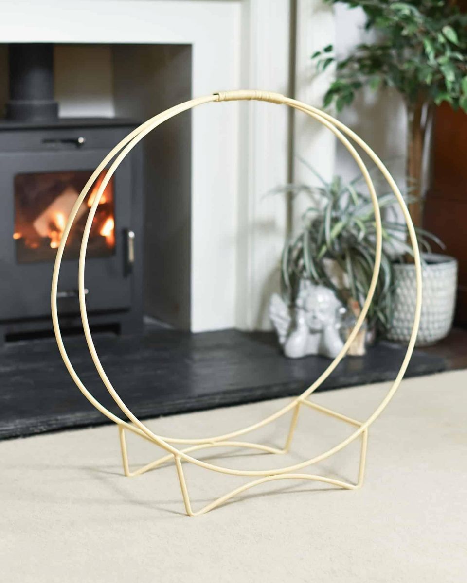 Empty “Harewood Park” Cream Contemporary Log Rack & Holder